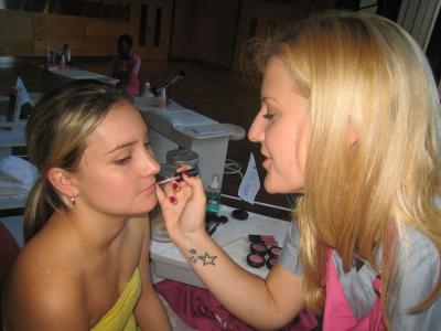Cosmetician Sarah Muzzatti (right) says lipstick is the most commonly used cosmetic product. Cosmetician Sarah Muzzatti (right) says lipstick is the most commonly used cosmetic product.