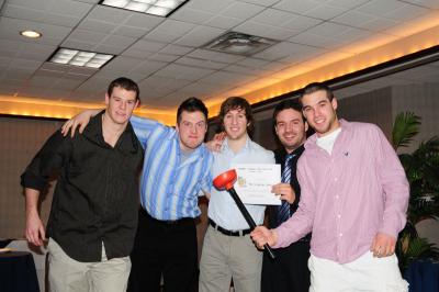 Members of the men’s hockey team took the plunge and got gussied up for the first annual extramural awards banquet. Members of the men’s hockey team took the plunge and got gussied up for the first annual extramural awards banquet.