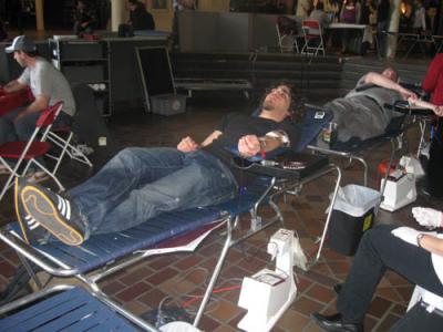Second-year health and fitness student Marco Delellis gives a blood donation at the mobile drive at the North Campus. Second-year health and fitness student Marco Delellis gives a blood donation at the mobile drive at the North Campus.
