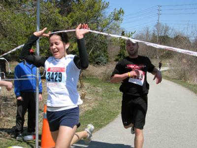 Elvia Compoverde, 25, was the first woman to finish the run. Elvia Compoverde, 25, was the first woman to finish the run.